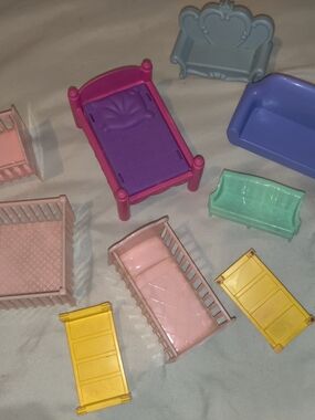 Mini Doll Furniture Playset - Pastel Pink, Purple, Mint, Blue, Yellow